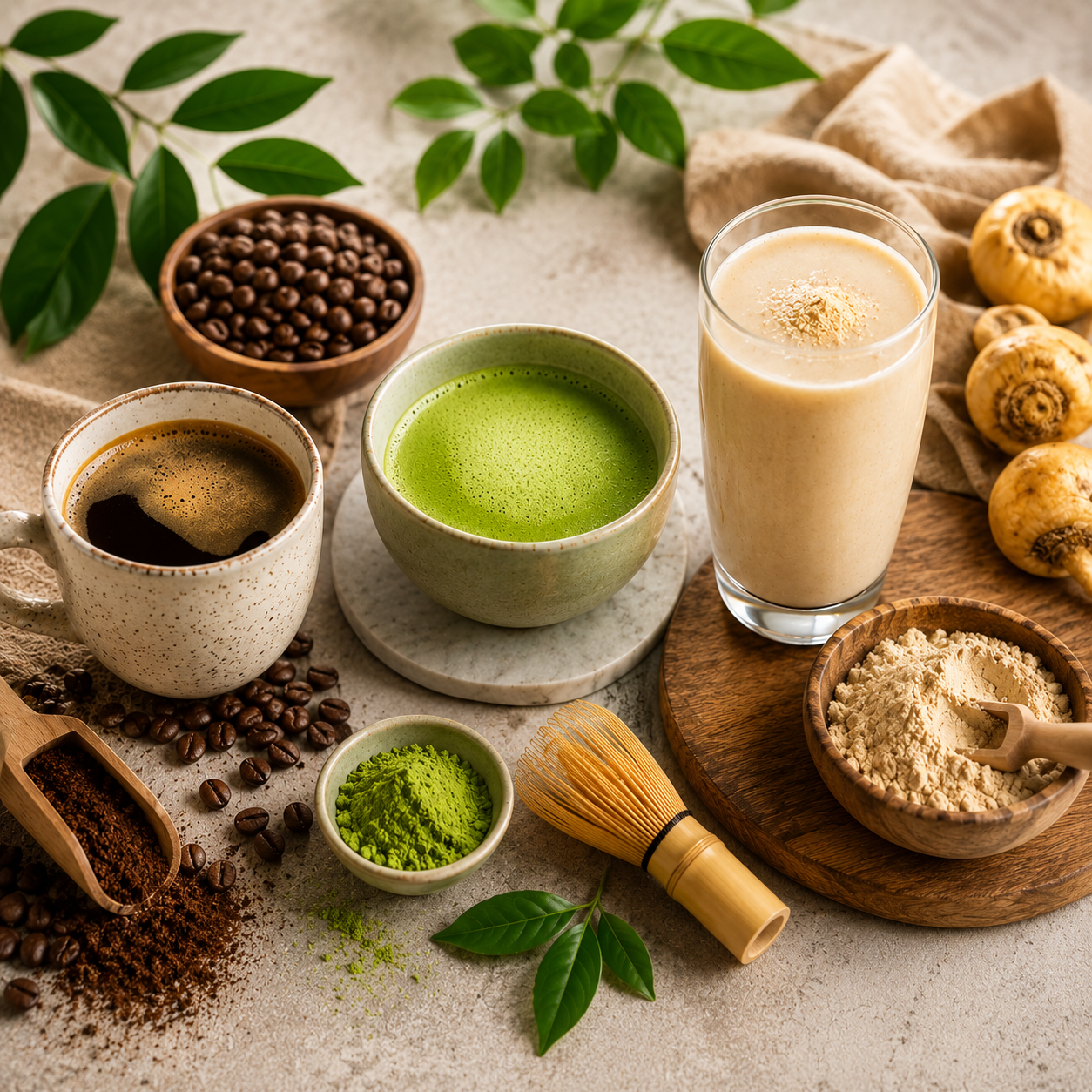 Café vs matcha vs maca: diferencias, beneficios y cuándo tomar cada uno